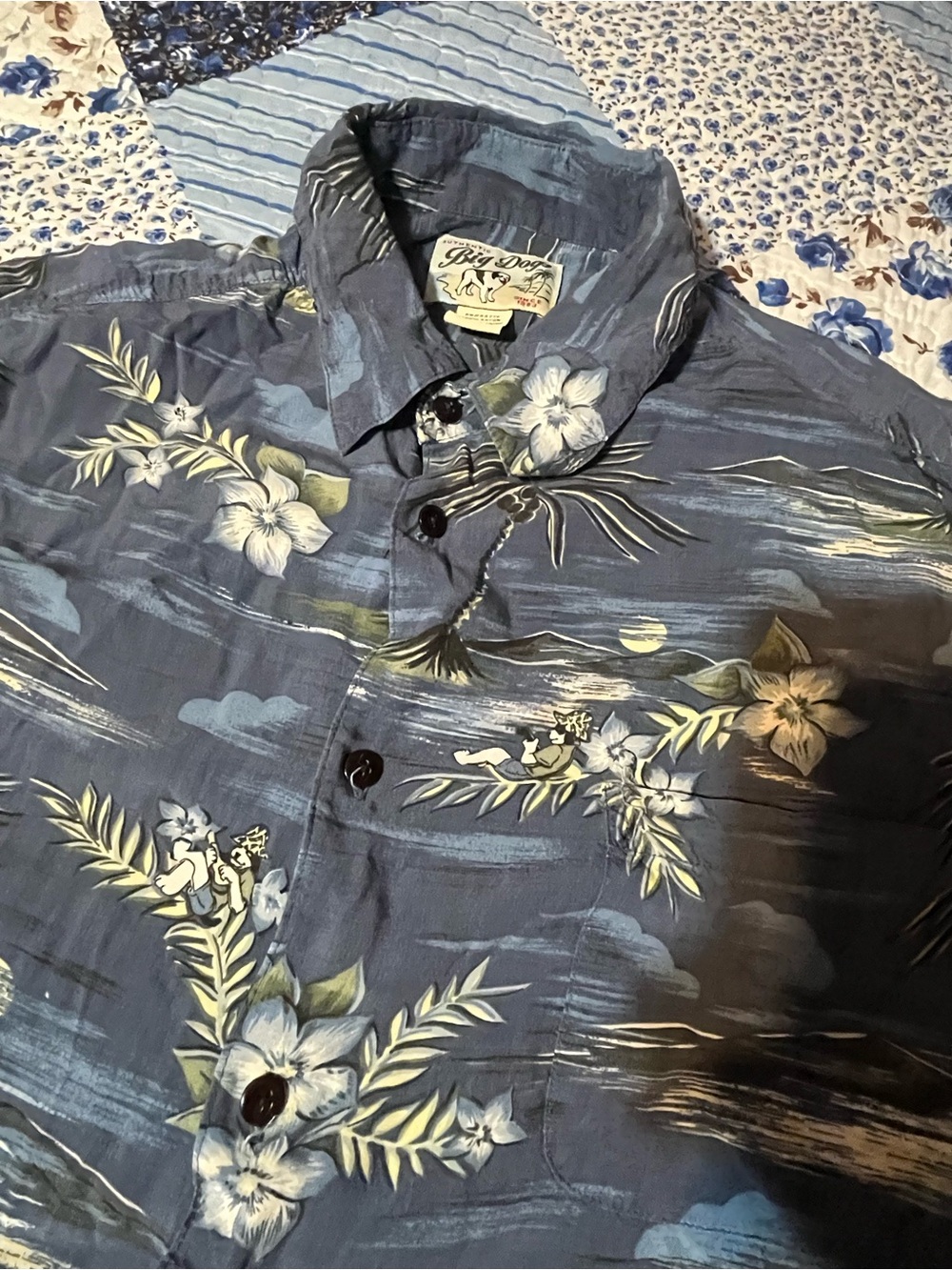 Big Dogs Hawaiian Shirt Mens Large 100% Rayon